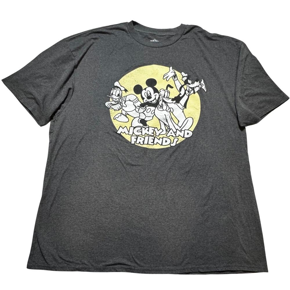 Disney Mickey And Friends 4XLT Graphic Tee Gray Big Tall Donald Pluto Goofy